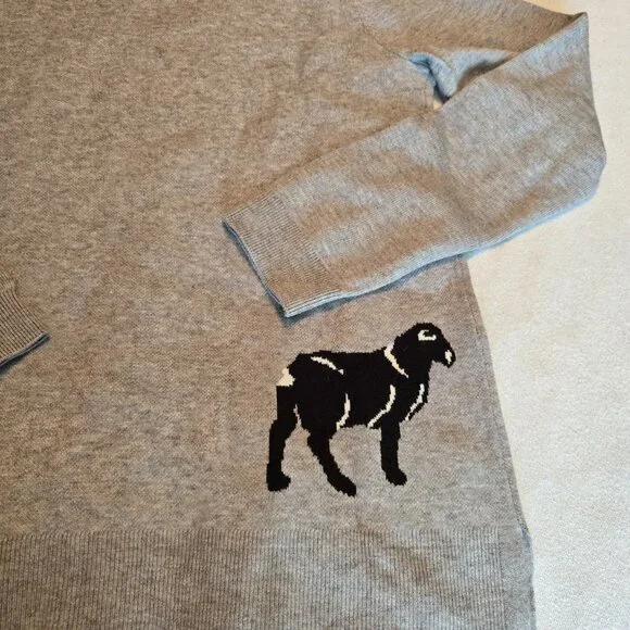 Cracker Barrel Astrologie Small S Sheep Lamb Black White Sweater Crew Sweatshirt - Picture 14 of 16